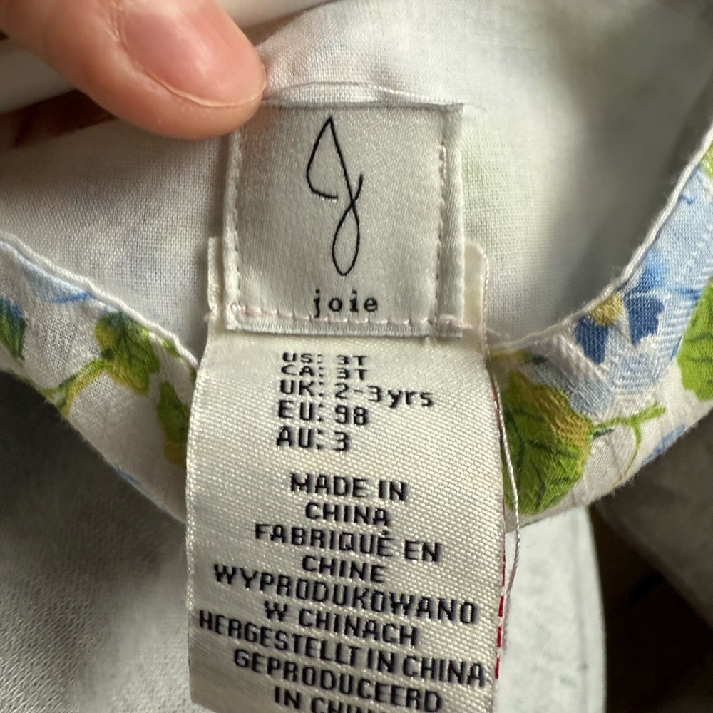 Joie Kids Dress with Blue and Green Floral Pattern, size 3T - Picture 3 of 3